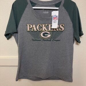 NFL Packers Gray and Green Raglan Shirt